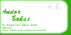 andor baksi business card